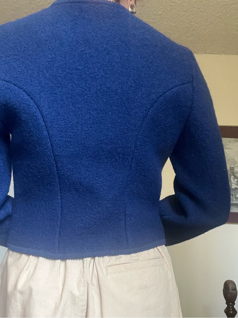 Vintage Blue Wool Button-Front Jacket - Picture 5 of 9